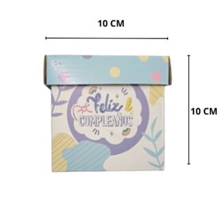 Caja de regalo pequeña con tapa de 10x10cm Feliz cumpleaños - Imagen 3