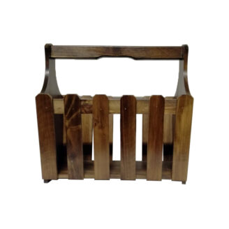 Revistero de madera Croazan estilo canasta en caoba