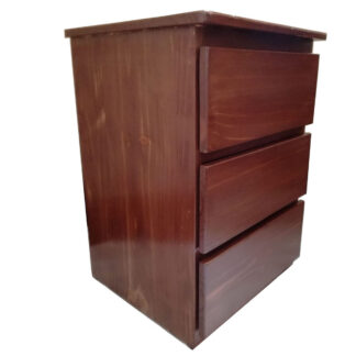Velador Mesa De Noche En Madera Color Caoba Con Cajones - Imagen 4