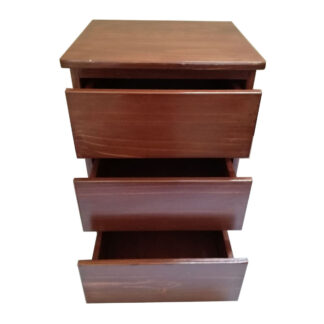 Velador Mesa De Noche En Madera Color Caoba Con Cajones - Imagen 3