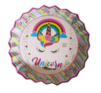 PLATOS DESCARTABLES UNICORNIO ROSA 28 DIAMETRO.