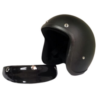 Casco De Moto Chopper Negro Abierto Con Visera