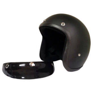 Casco De Moto Chopper Negro Abierto Con Visera