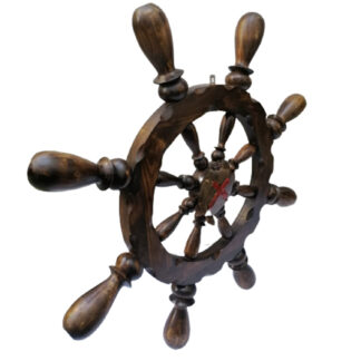 Timón De Barco Decorativo En Madera Grande 60x60cm - Imagen 2