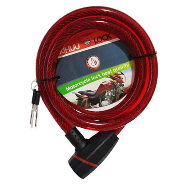 Cadena De Seguridad para motos o bicicletas 1.5Mts en acero Trenzado Rojo