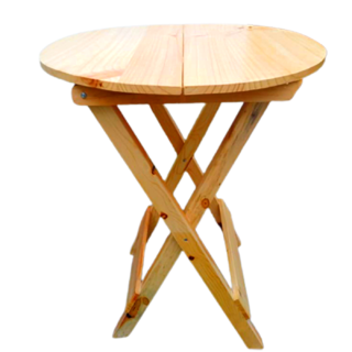 Mesa plegable en madera redonda color natural 60 x60cm