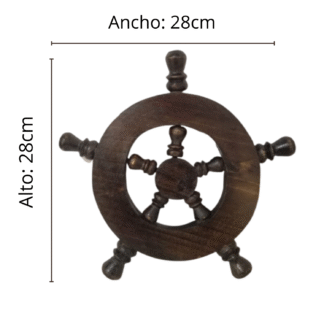Timón De Barco Decorativo En Madera Grande 29x29cm - Imagen 2