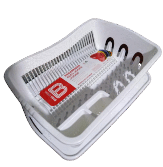 Escurridor de platos y cubiertos en blanco