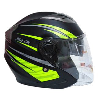 Casco De Moto Abierto Skuat Jet Doble Visor Verde