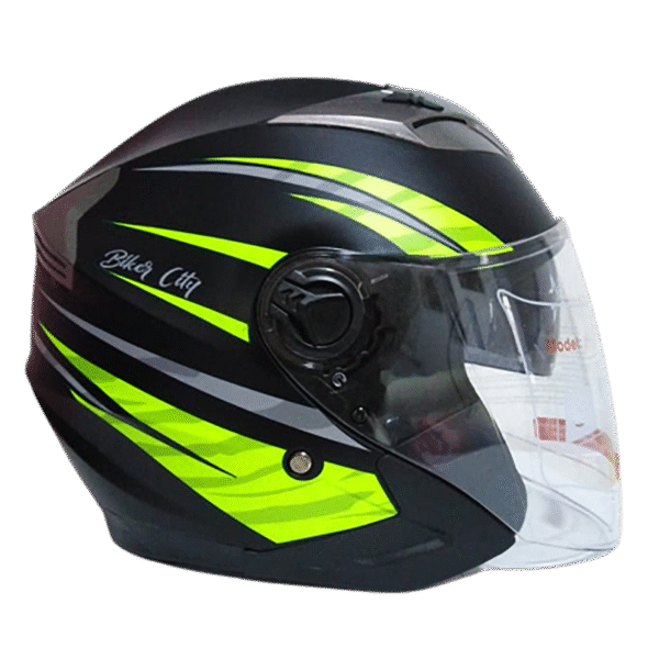Casco De Moto Abierto Skuat Jet Doble Visor Verde