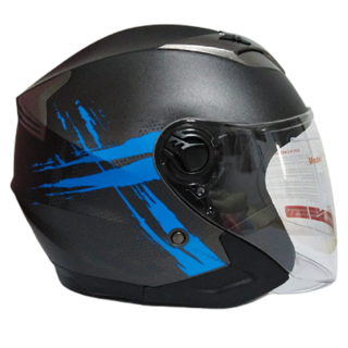 Casco De Moto Abierto Skuat Jet Doble Visor Azul