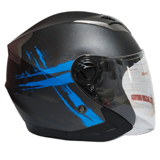 Casco De Moto Abierto Skuat Jet Doble Visor Azul