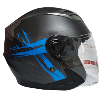 Casco De Moto Abierto Skuat Jet Doble Visor Azul