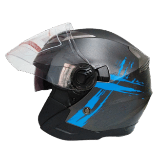 Casco De Moto Abierto Skuat Jet Doble Visor Azul - Imagen 2