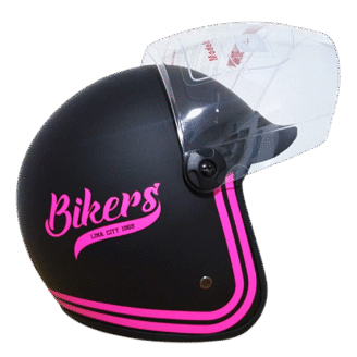 Casco De Moto tipo vespa Abierto Bolichero Rosa con visor