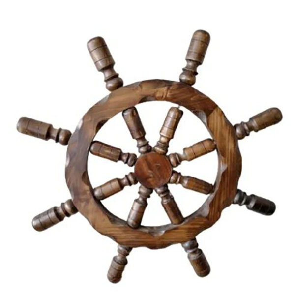 Timón De Barco Decorativo En Madera Grande 60x60cm