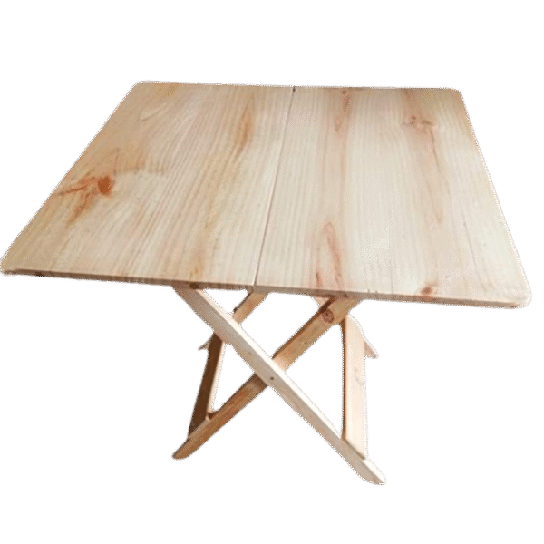 Mesa plegable en madera cuadrada natural 60x60cm