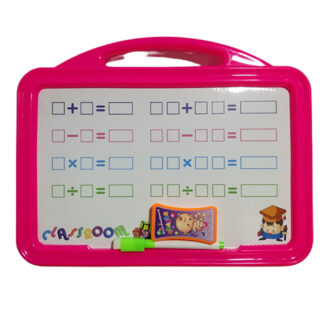 Pizarras acrilica reversible Rosa para niñas con plumon y mota - Imagen 3
