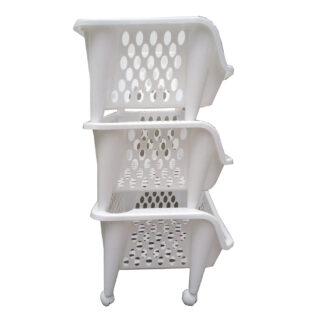 Verdulero Rodante Con Cestas En Blanco Para Cocina - Imagen 2