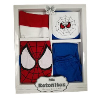 Ajuar de bebe Spiderman para niños en rojo - Imagen 2