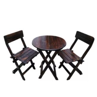 Juego Comedor Plegable Redondo pequeño Con Sillas En Marron