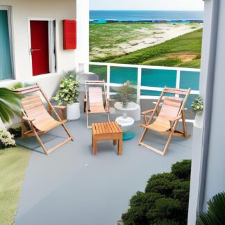 Juego de terraza de silla plegables perezosas con mesa de centro - Imagen 4