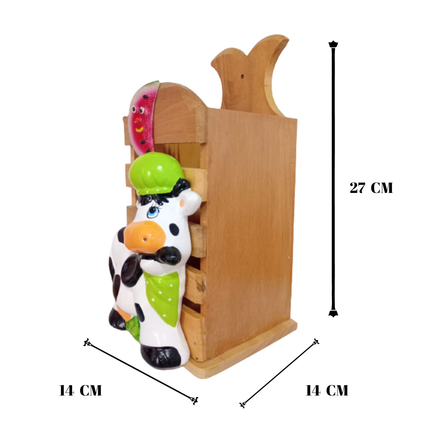 Porta cucharon de vaquita PATY en madera Pino 2 Porta cucharon de vaquita PATY en madera Pino - Imagen 2