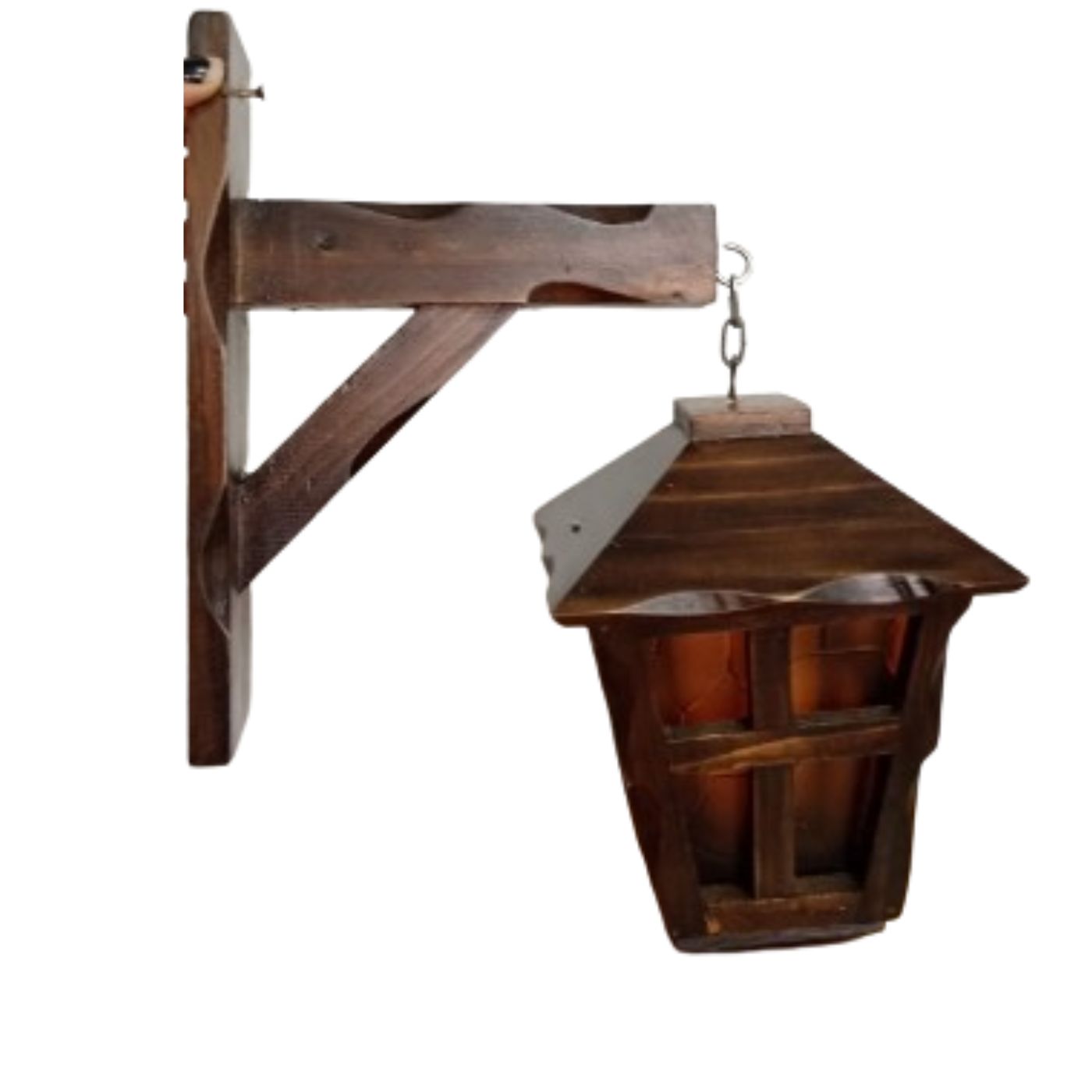 Farol de madera Hechizada con base marron 1 Farol de madera Hechizada con base marron