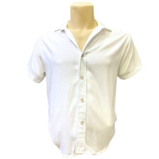 Camisa de lino de manga corta para hombre en blanco