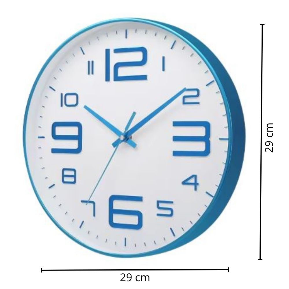 Reloj de Pared Elegante Color Celeste 29cm – Ideal para Oficinas, Clínicas y Consultorios 3 reloj de pared redondo