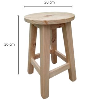 Banquito redondo de Alto 50cm en madera natural - Imagen 2