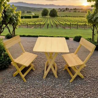 Juego Comedor Plegable cuadrado mediano Con Sillas En natural