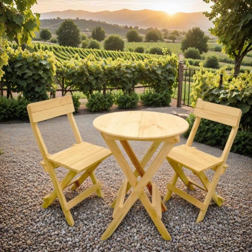 Juego Comedor Plegable redondo mediano Con Sillas En natural 4 Juego Comedor Plegable redondo mediano Con Sillas En natural - Imagen 4