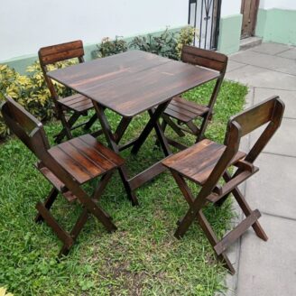 mesa plegable silla plegable juego comedor en madera marron