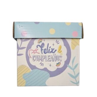 Caja de regalo pequeña con tapa de 10x10cm Feliz cumpleaños