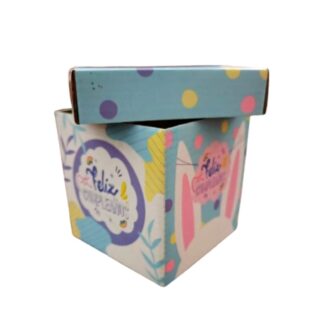 Caja de regalo pequeña con tapa de 10x10cm Feliz cumpleaños - Imagen 4