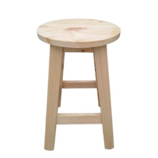 Banquito redondo de Alto 50cm en madera natural - Imagen 3