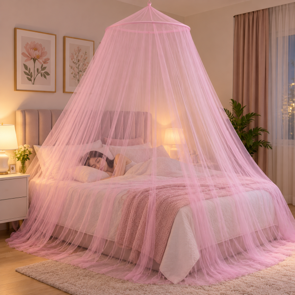 Mosquitero para cama Liver pool 2 plazas y media queen en rosa