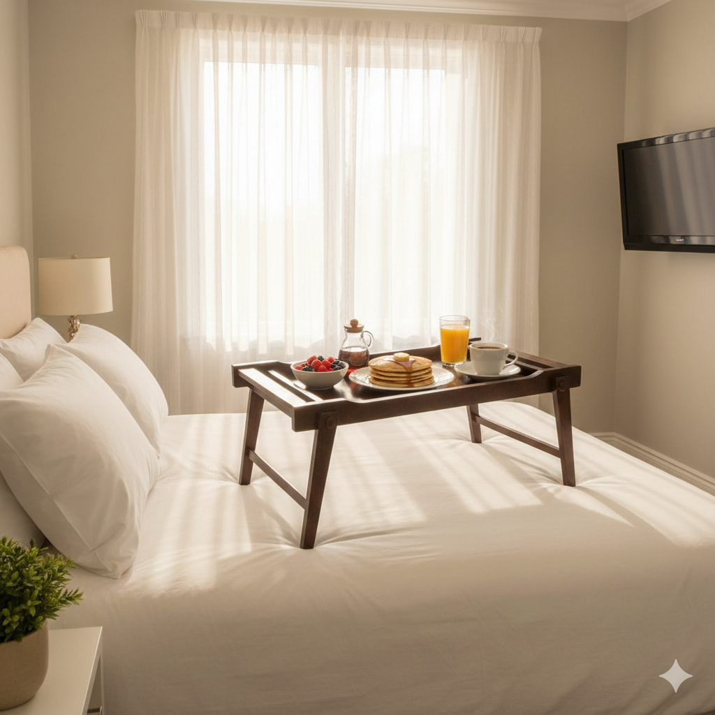 Mesa De Cama Bandeja De Desayuno Plegable en madera caoba 4 Mesa De Cama Bandeja De Desayuno Plegable en madera caoba - Imagen 4