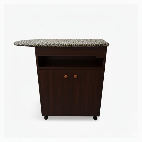 Planchador de ropa en marron con cajones armado y rodante