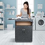 Planchador Negro con Ruedas y esencial Bandeja Deslizable | Totalmente Armado - 80x88x32 cm 6 planchador negro con ruedas