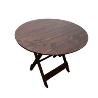 Mesa plegable redonda 1 mts en marron rusticos