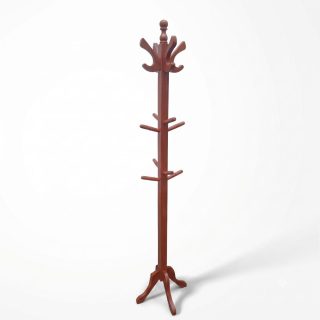 Perchero de Pie de Madera Color Cedro 1.75 m – Organizador para Ropa, Abrigos, Sombreros y Accesorios
