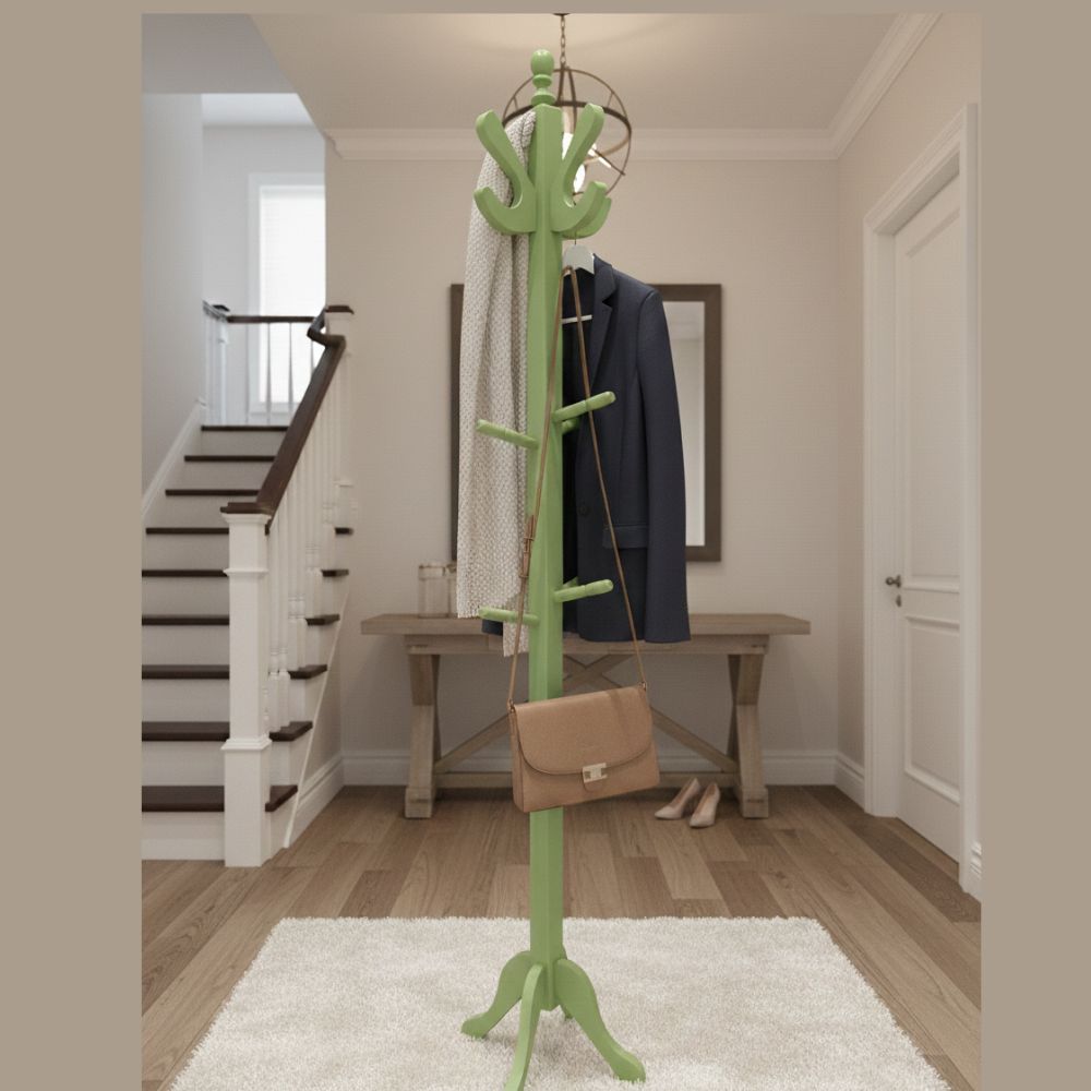Perchero de Pie en Verde Madera Pino Color Verde Lima 175x30 cm – Diseño Moderno y Resistente 3 Perchero de Pie en Verde