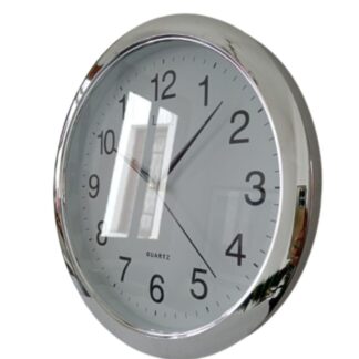 Reloj De Pared Analogico Redondo Mediano 25cm Plateado - Imagen 3
