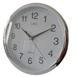 Reloj De Pared Analogico Redondo Mediano 25cm Plateado - Imagen 2