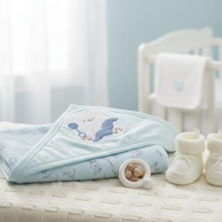 COLCHA DE BEBE AZUL 75X70CM.