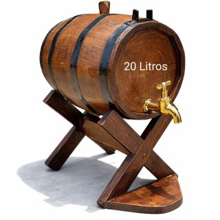 Barril de madera 20 litros en pino con base y grifo funcional