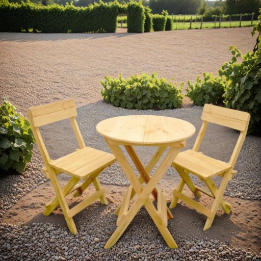 Juego Comedor Plegable redondo mediano Con Sillas En natural