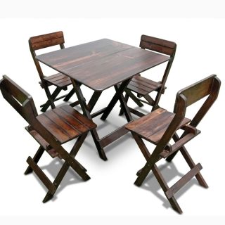 Juego de Comedor Plegable Balta Plus Cuadrado con 4 Sillas en Marrón